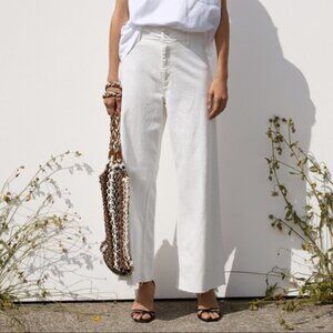 New ZARA The Marine Straight Ecru Wide Leg Jeans